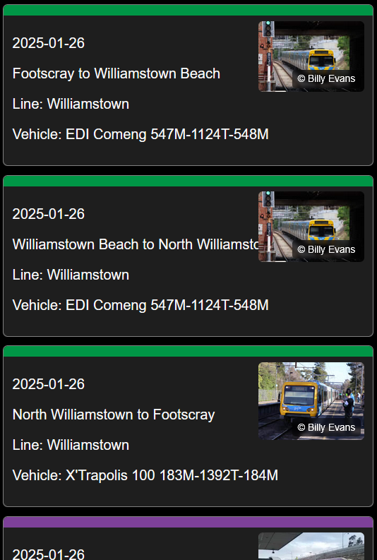 logs as seen in trackpulse